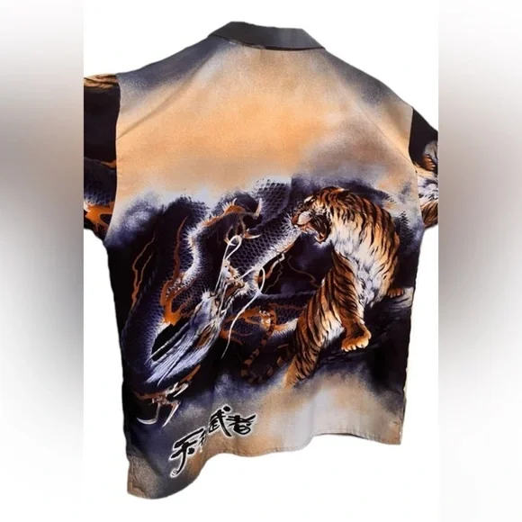 TIGER VS DRAGON VINTAGE BUTTON UP SHIRT VINTAGE - Picture 2 of 4